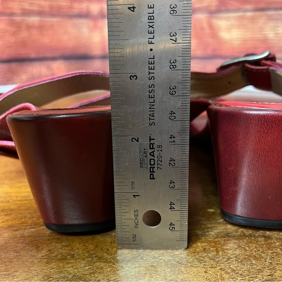 Stonefly Red Leather Slip On Heeled Summer Sandals - Picture 9 of 15